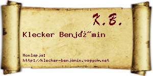 Klecker Benjámin névjegykártya