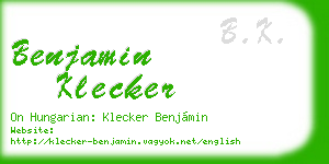 benjamin klecker business card